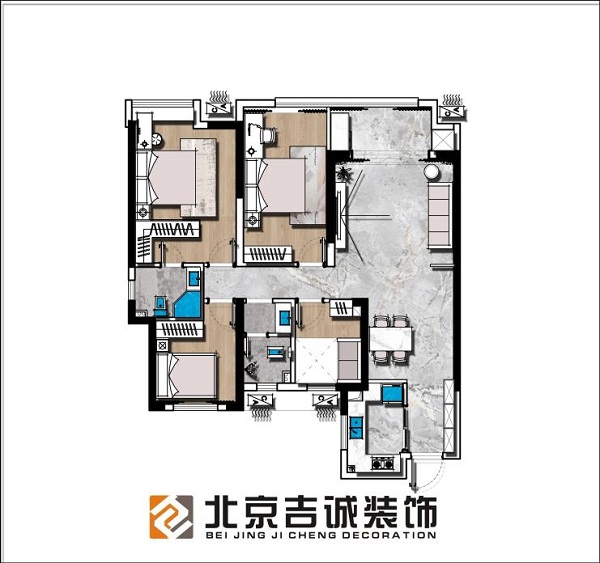 新城名昱-四居-現代風(fēng)格效果圖裝修設計理念